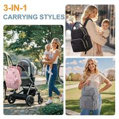MOONBABY diaper bag backpack side pocket detail keeps bottles upright on adventures.