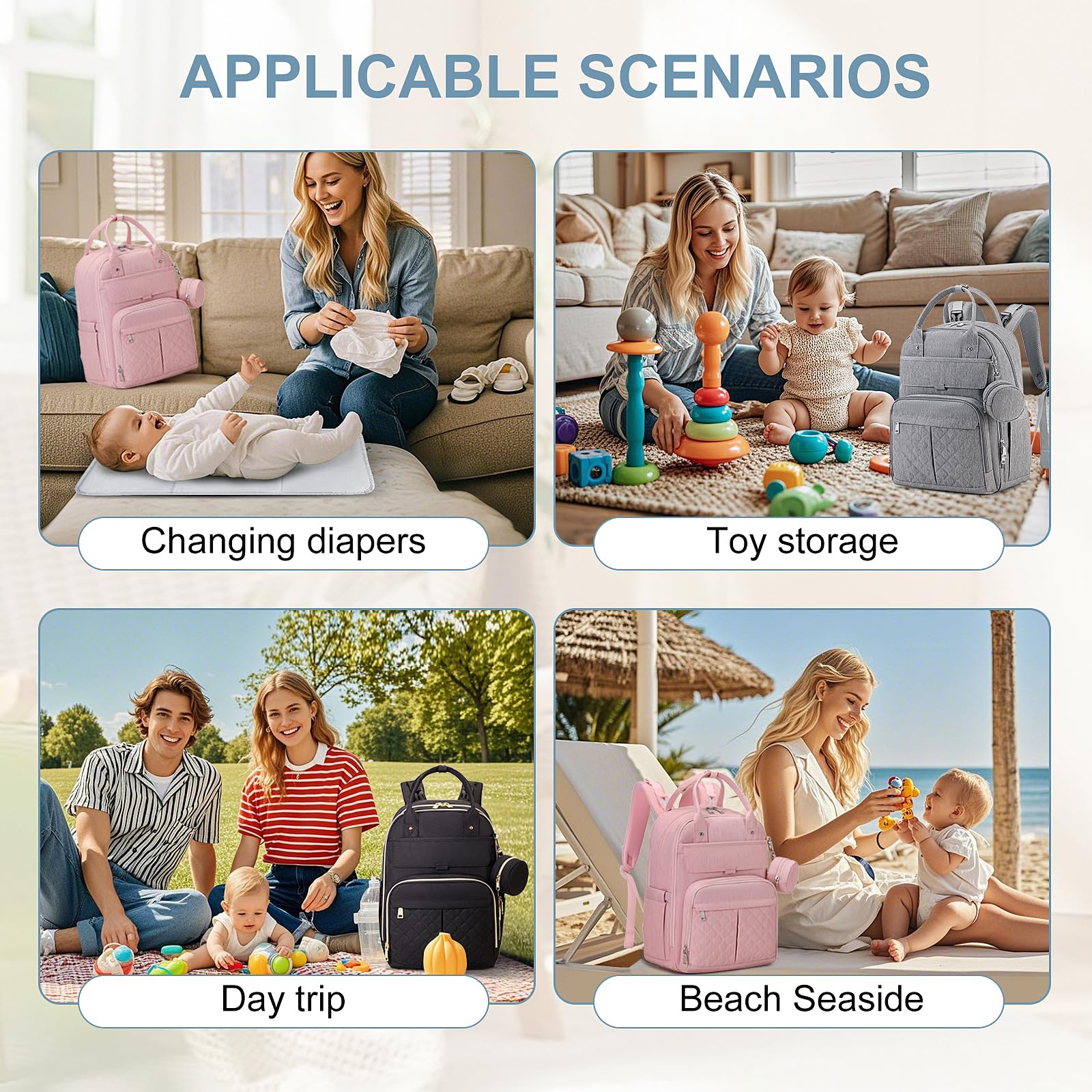 MOONBABY diaper bag backpack stroller attachment possibility for smooth outings