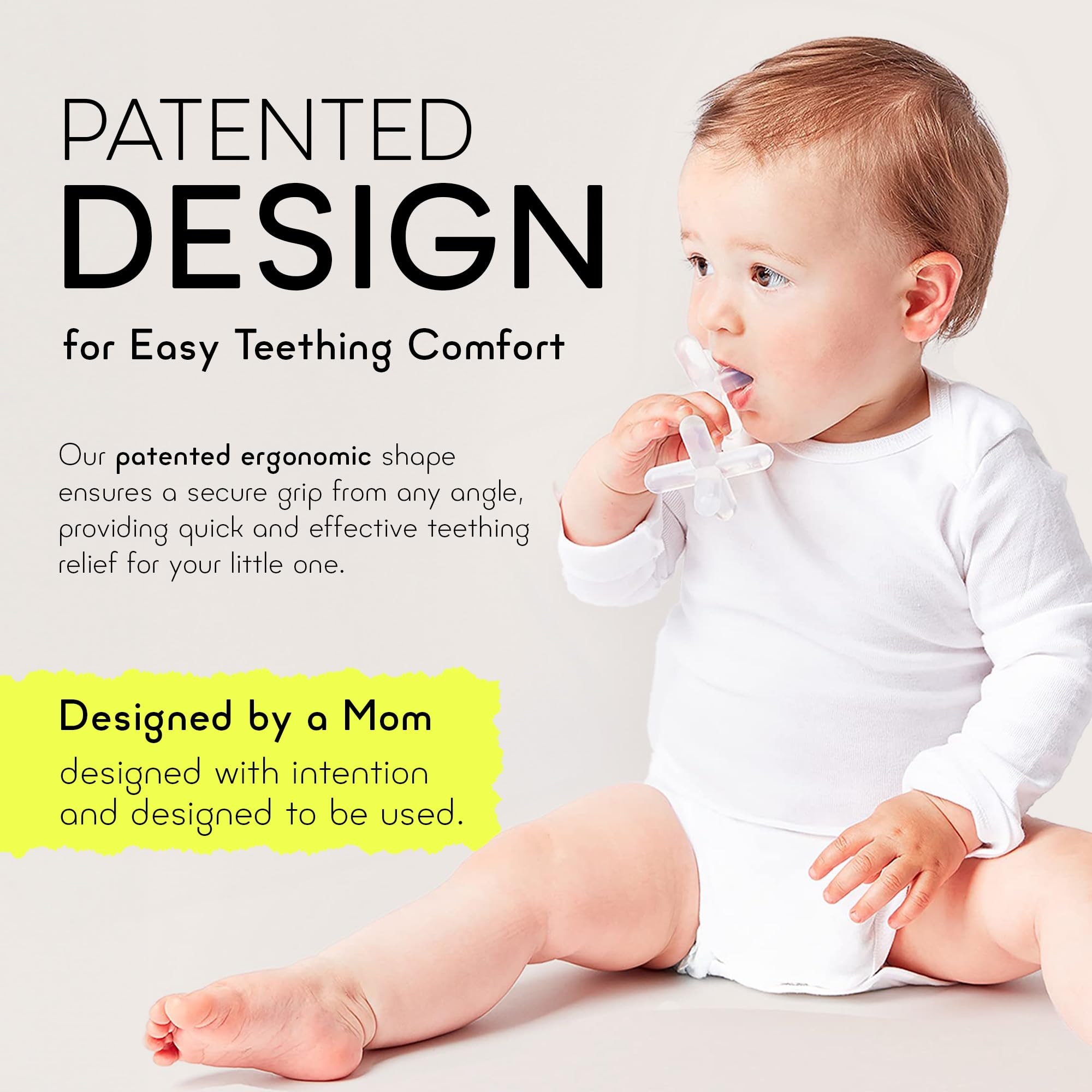 Moonjax silicone teether is dishwasher- and sterilizer-safe for easy cleaning.