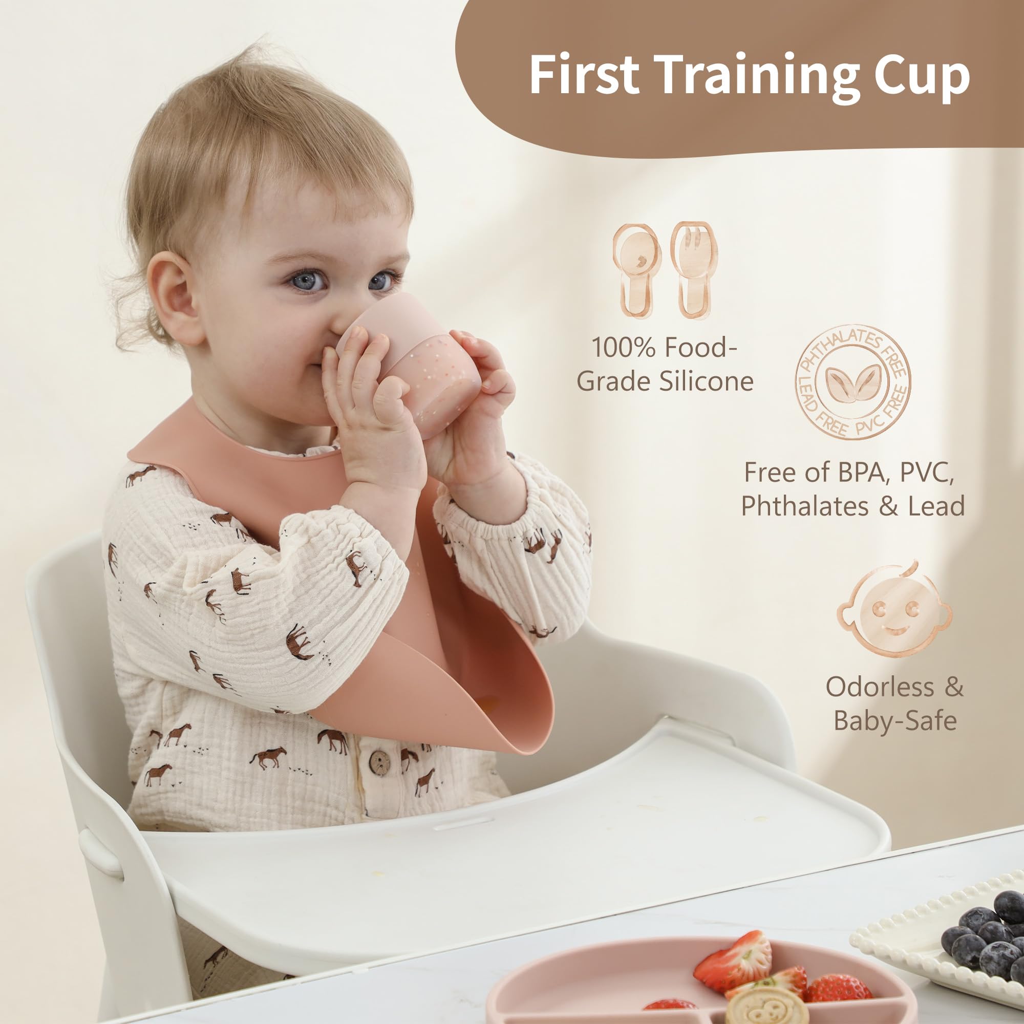 Moonkie open cup emphasizes practice sipping and oral coordination.