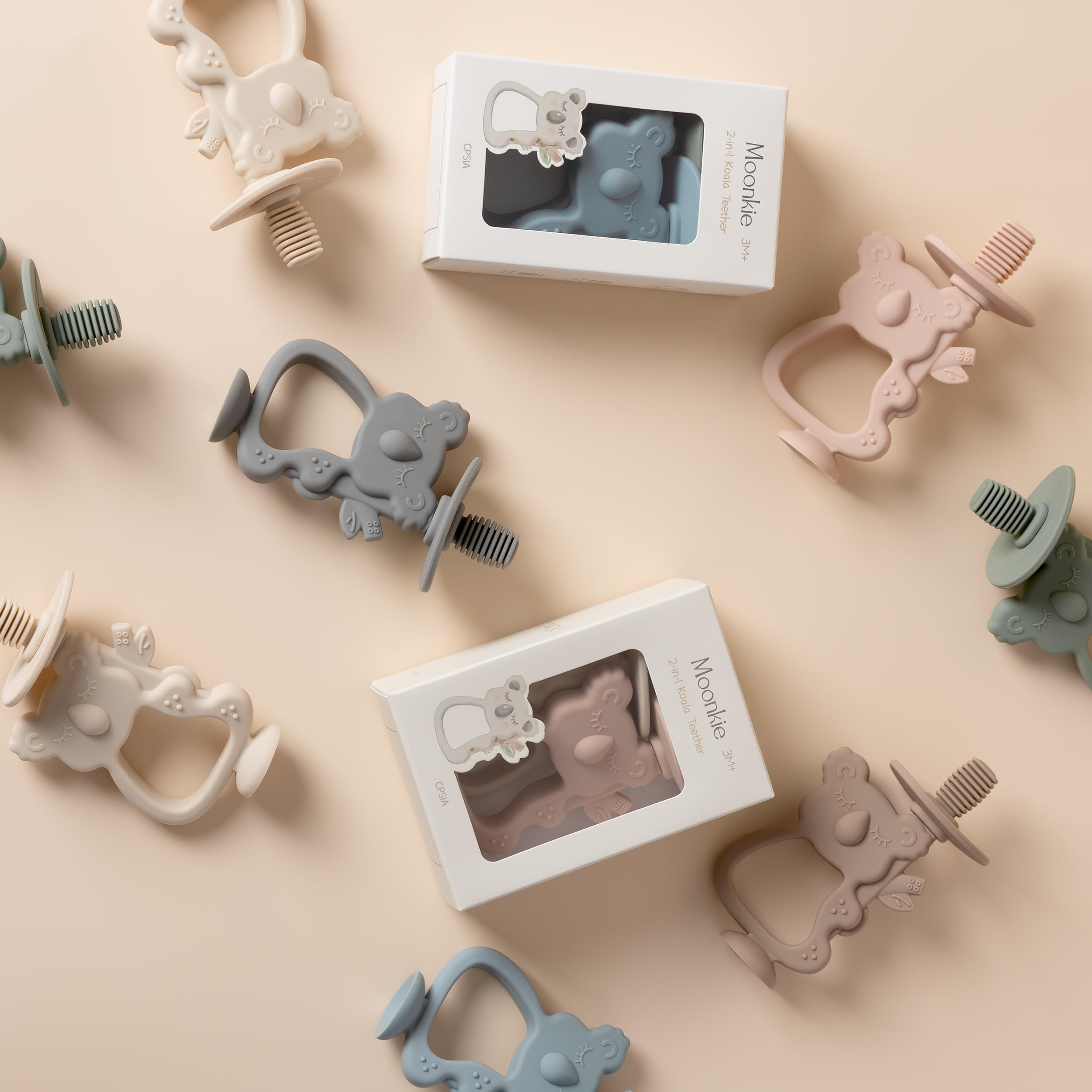 Moonkie Koala Warm Taupe silicone surface resists dust for easy cleaning
