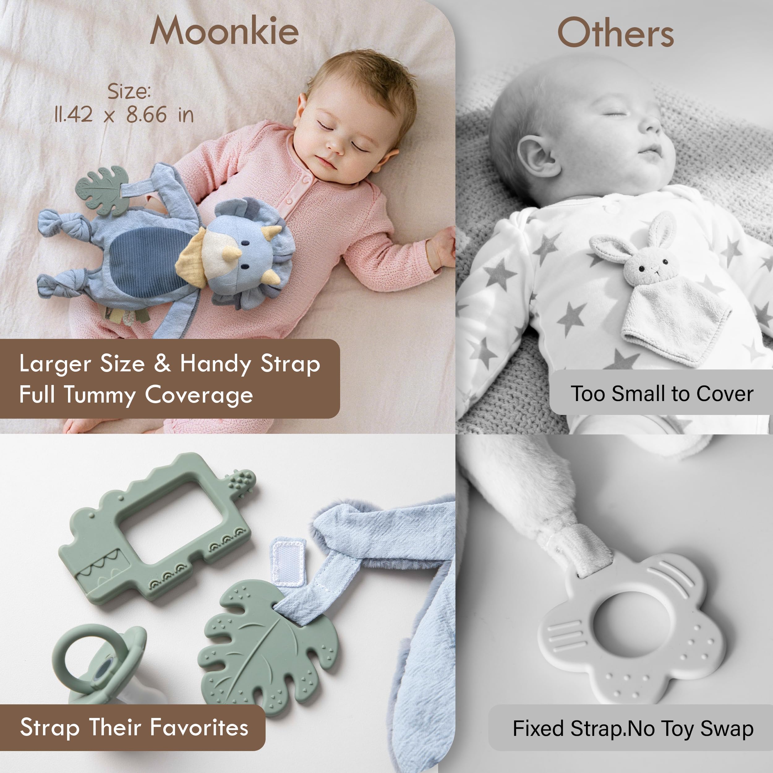 Moonkie Lovey grows with baby from newborn to toddler cuddles.