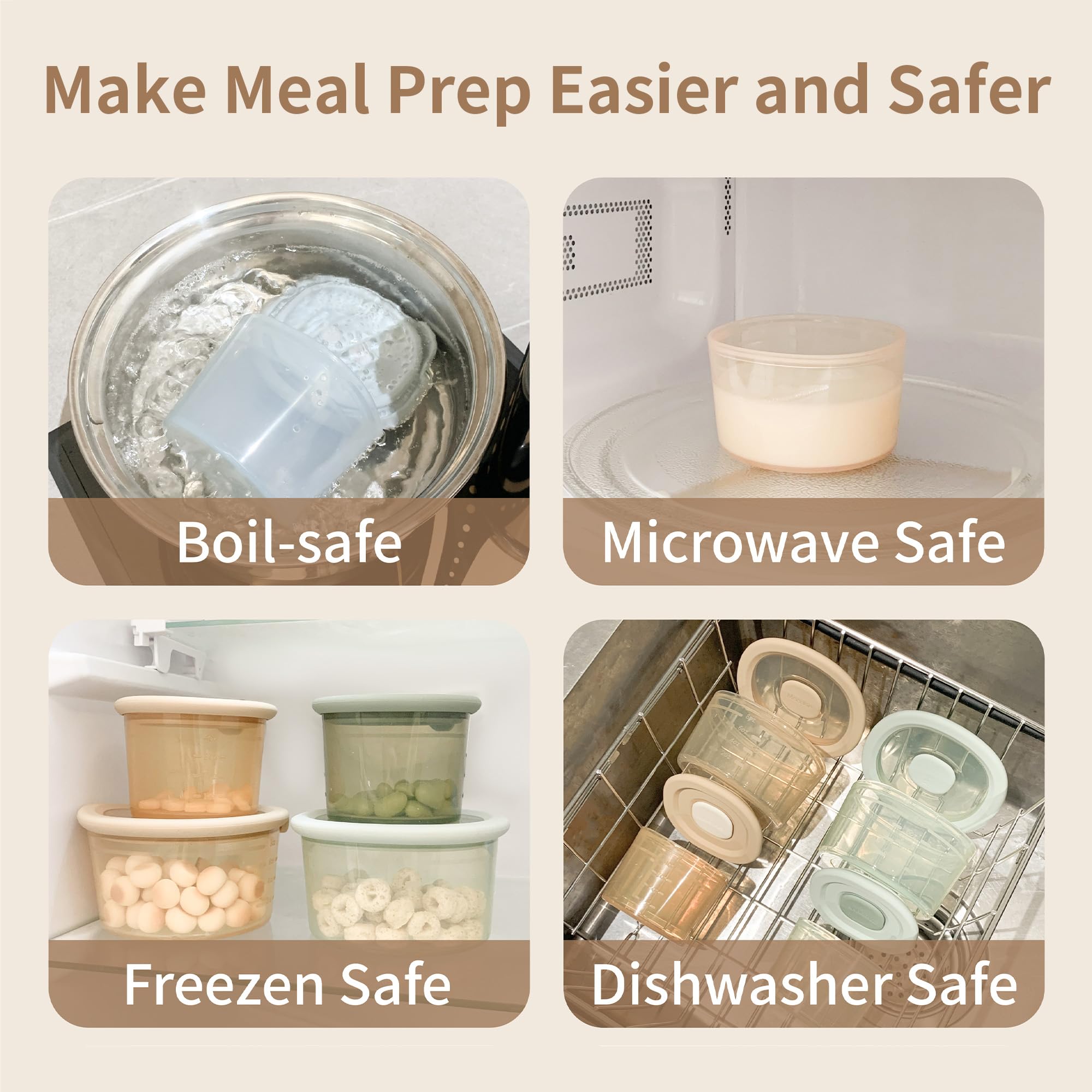 Moonkie microwave, freezer, and dishwasher safe design for busy routines.