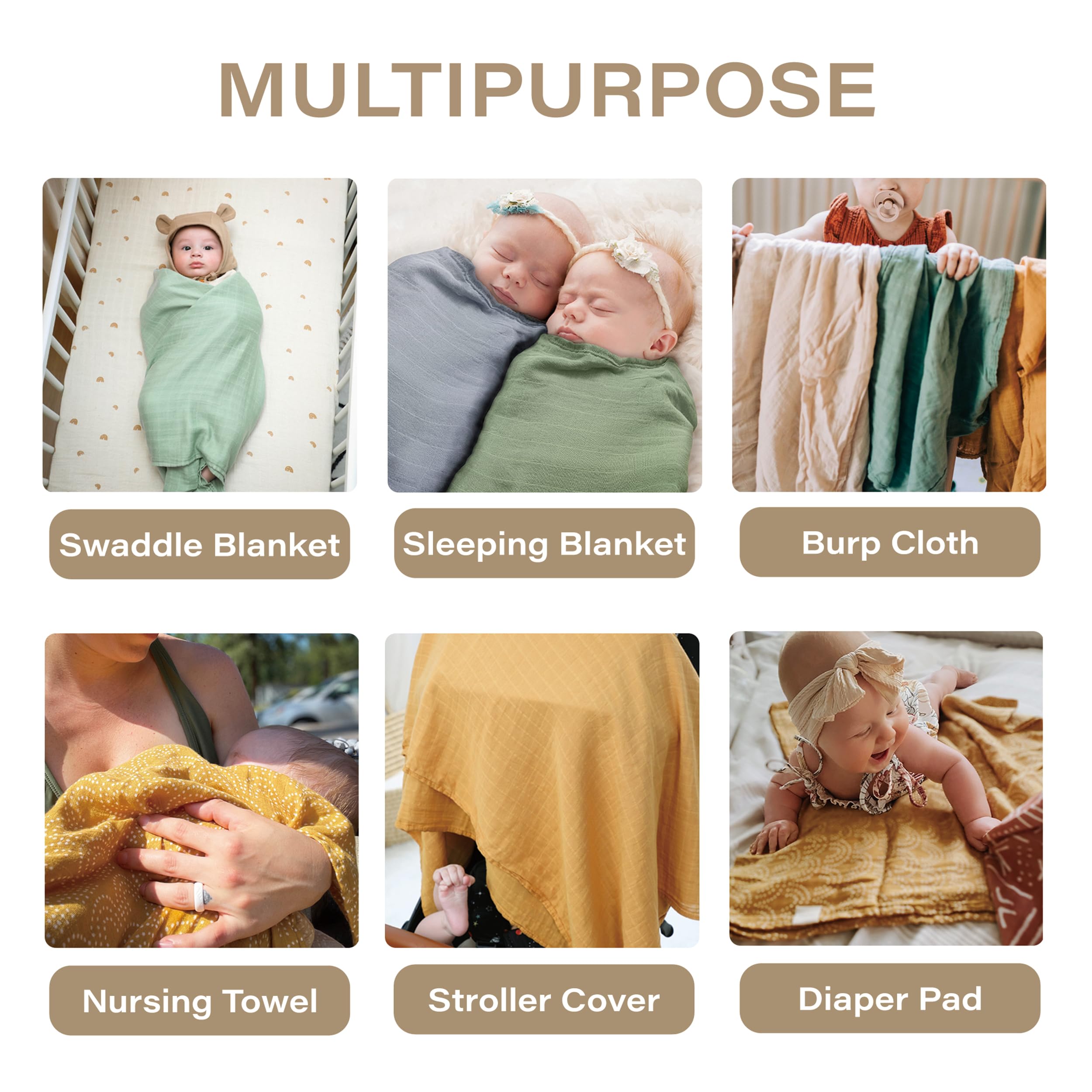 Moonkie muslin swaddle blanket durable wash-tested fabric maintains color