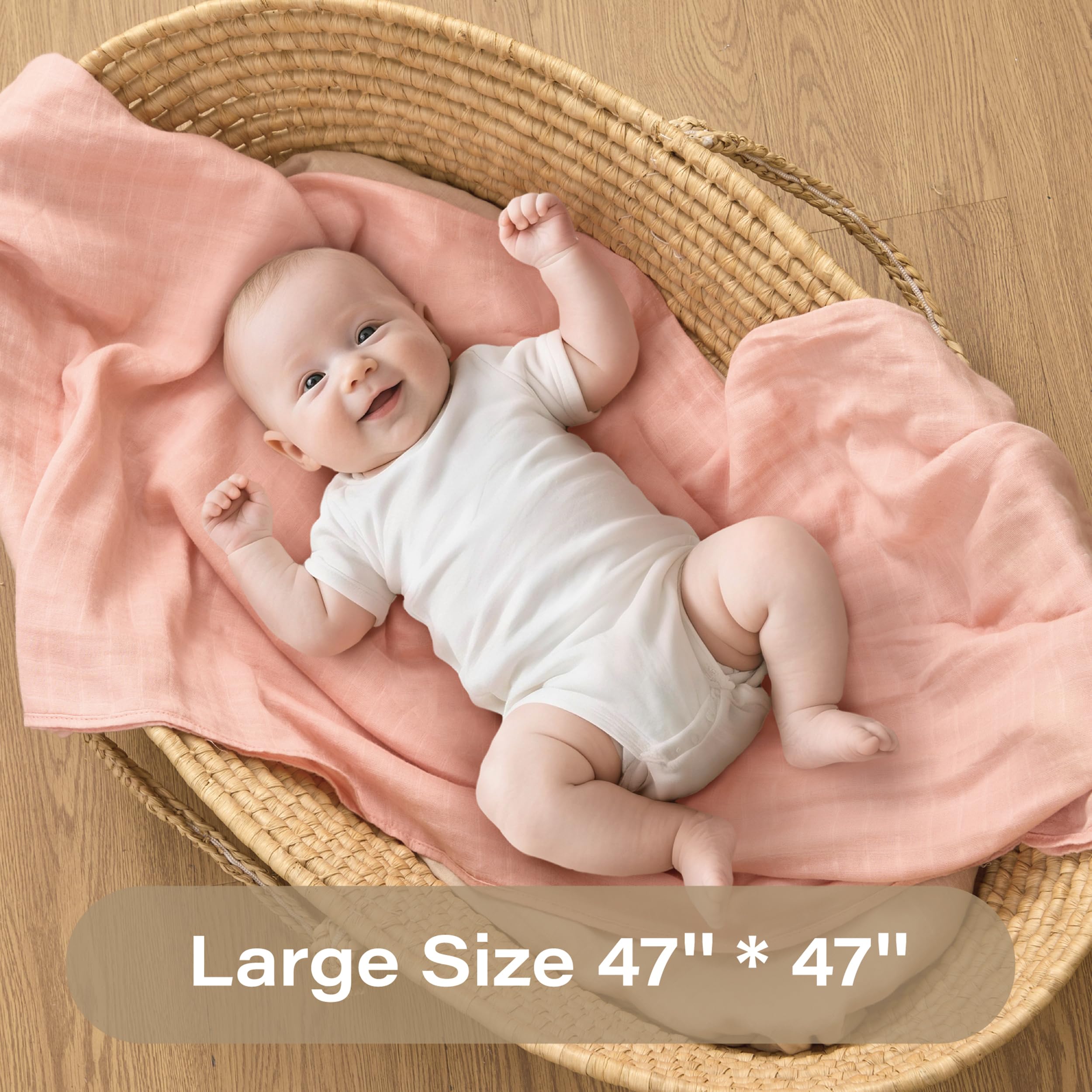 Moonkie muslin swaddle blanket 47x47 large size doubles as a play mat