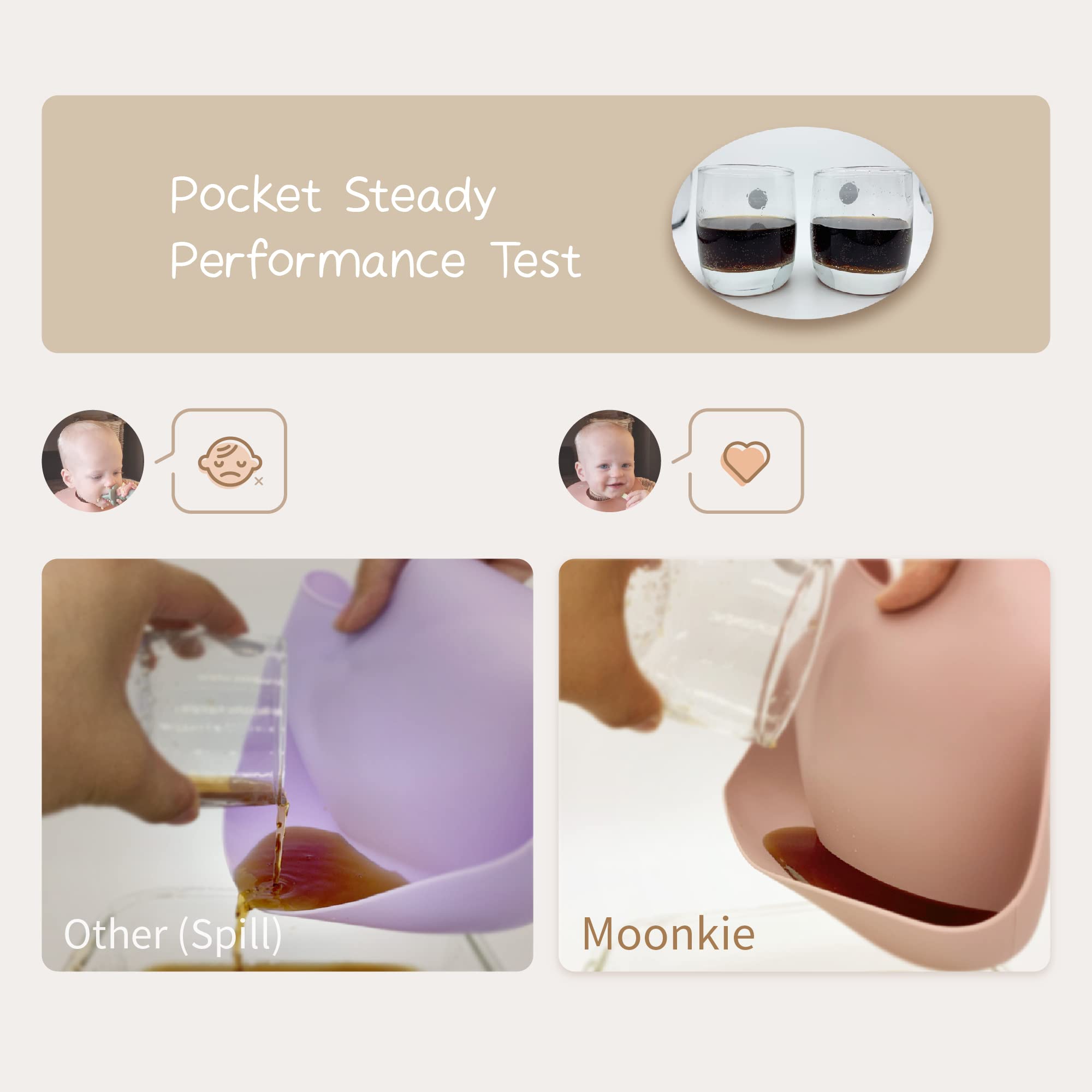 Moonkie waterproof stain-resistant bib — wipes clean with soap.