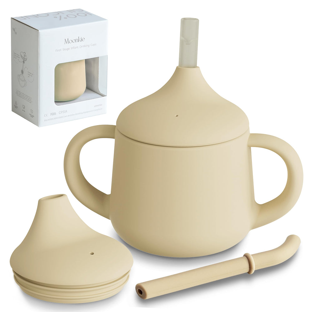 Moonkie first stage silicone sippy cup 4oz for gentle bottle transition