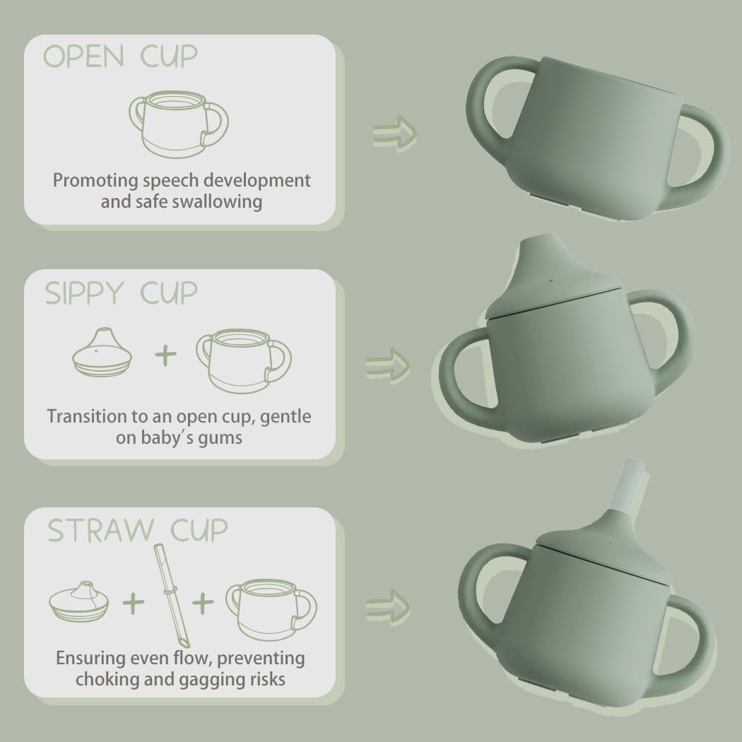 Moonkie silicone sippy cup with soft spout supports gentle teething and sipping