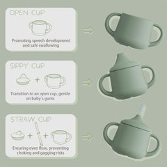 Moonkie silicone sippy cup with soft spout supports gentle teething and sipping