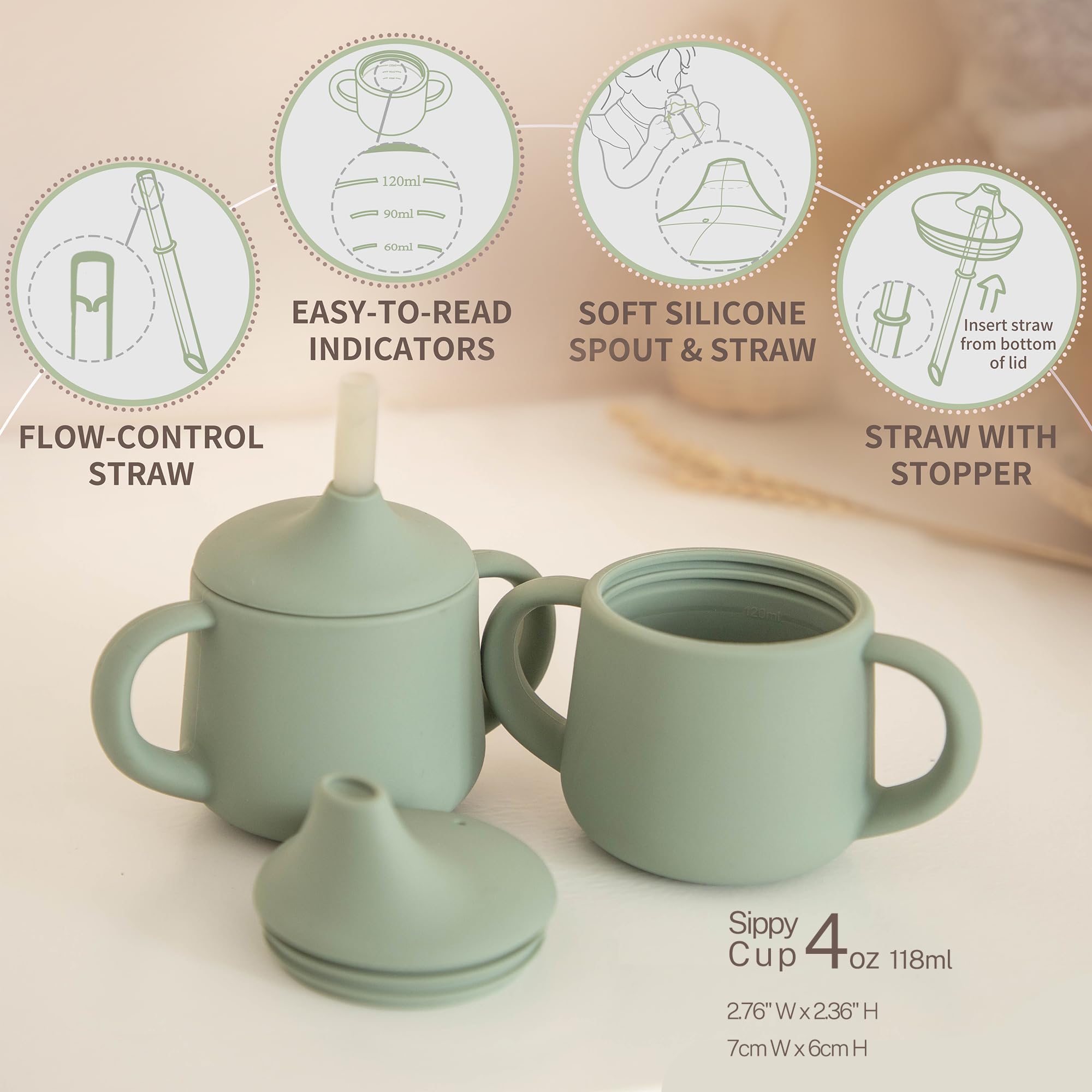 Moonkie three-in-one sippy cup demonstrates stages from sippy to open cup