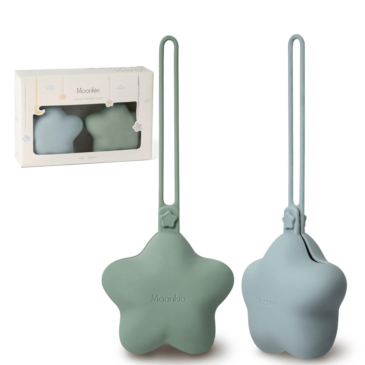 Moonkie silicone pacifier-holder-case open shows soft, safe storage for quick pacifier access