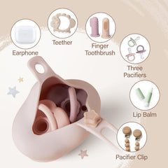 Moonkie silicone pacifier holder case with strap ready for stroller attachment