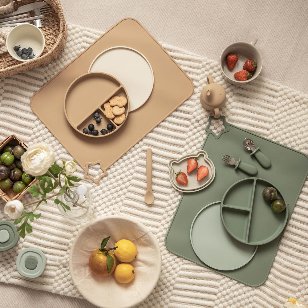 Moonkie placemats are easy to clean by wipe or dishwasher