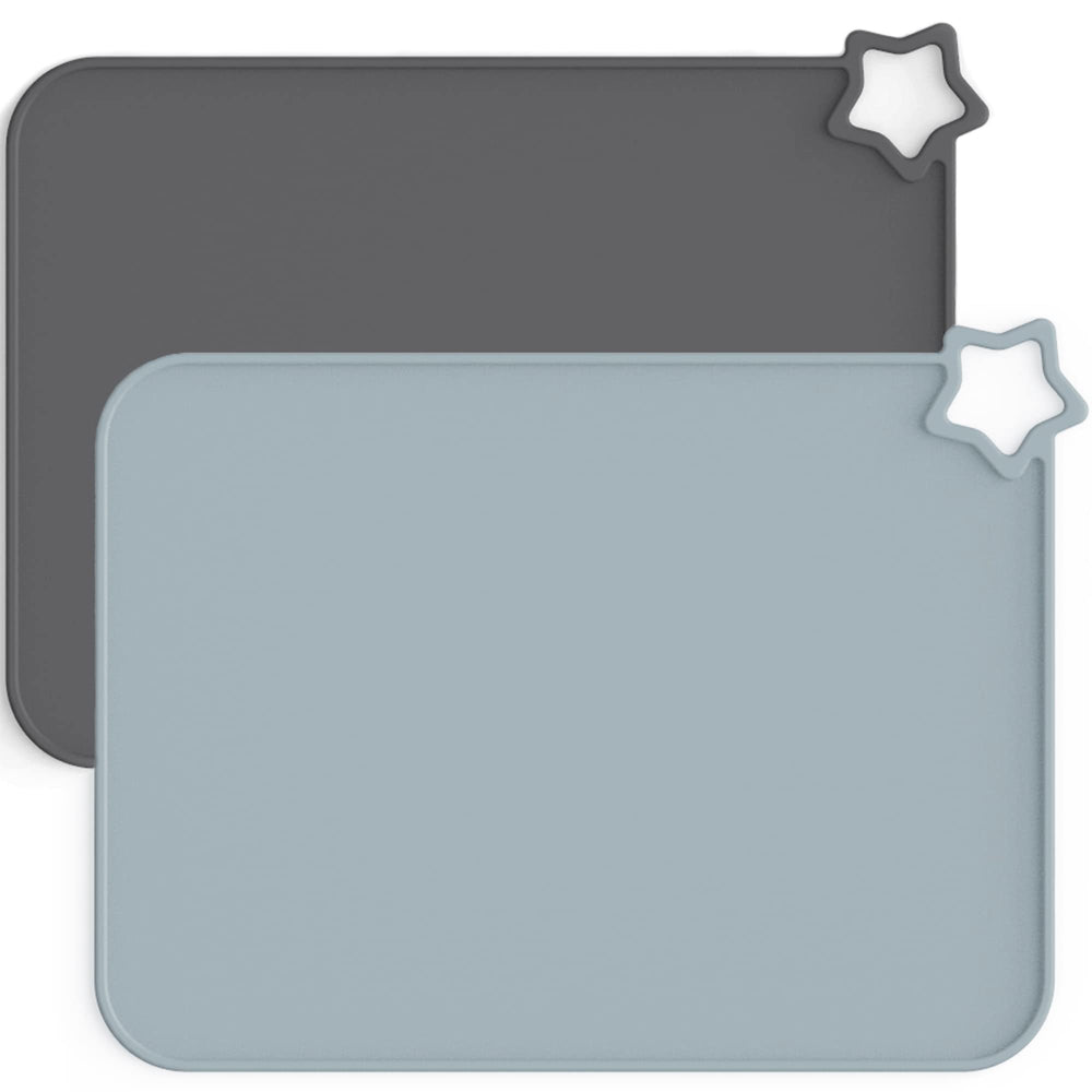Moonkie silicone placemats with raised edge keep spills contained during kids' meals.