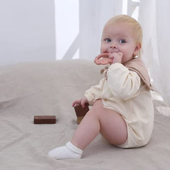 Moonkie teething toy with less sticky surface for easy cleanup.