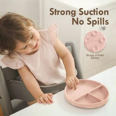 Moonkie two-pack silicone plates with four-point suction on flat tray