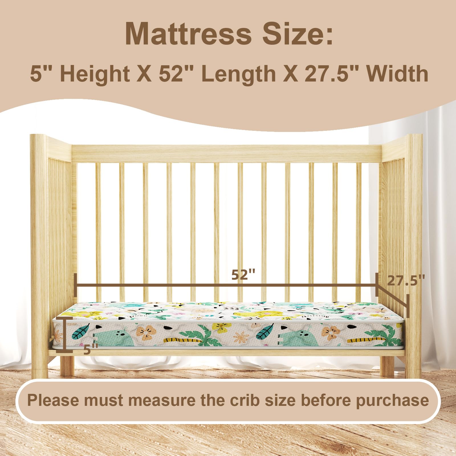 Moonlightfamily toddler mattress dimensions indicate a snug fit on standard frames.