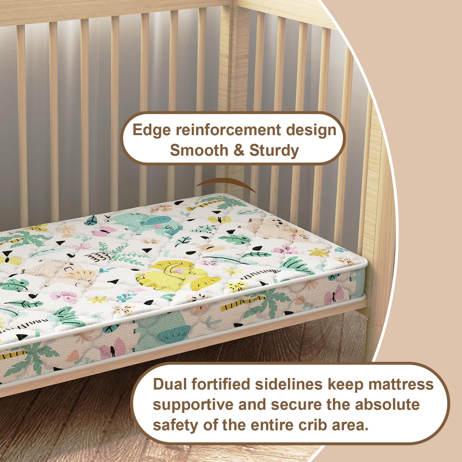 Moonlightfamily toddler mattress side view demonstrates slim profile for small rooms.