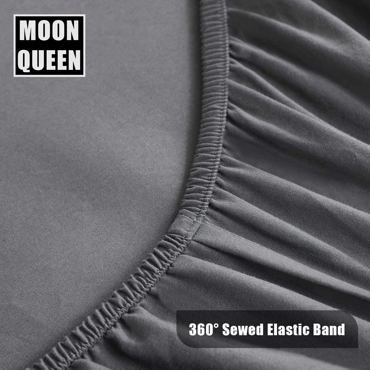Moonqueen crib sheet displayed on a standard 28x52x8 inch crib mattress.