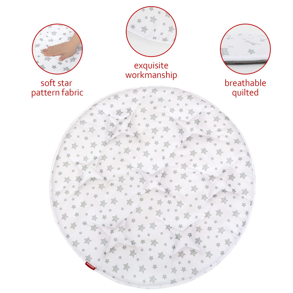 Moonsea 40-inch Round Play Mat flat view highlights generous space for crawling.