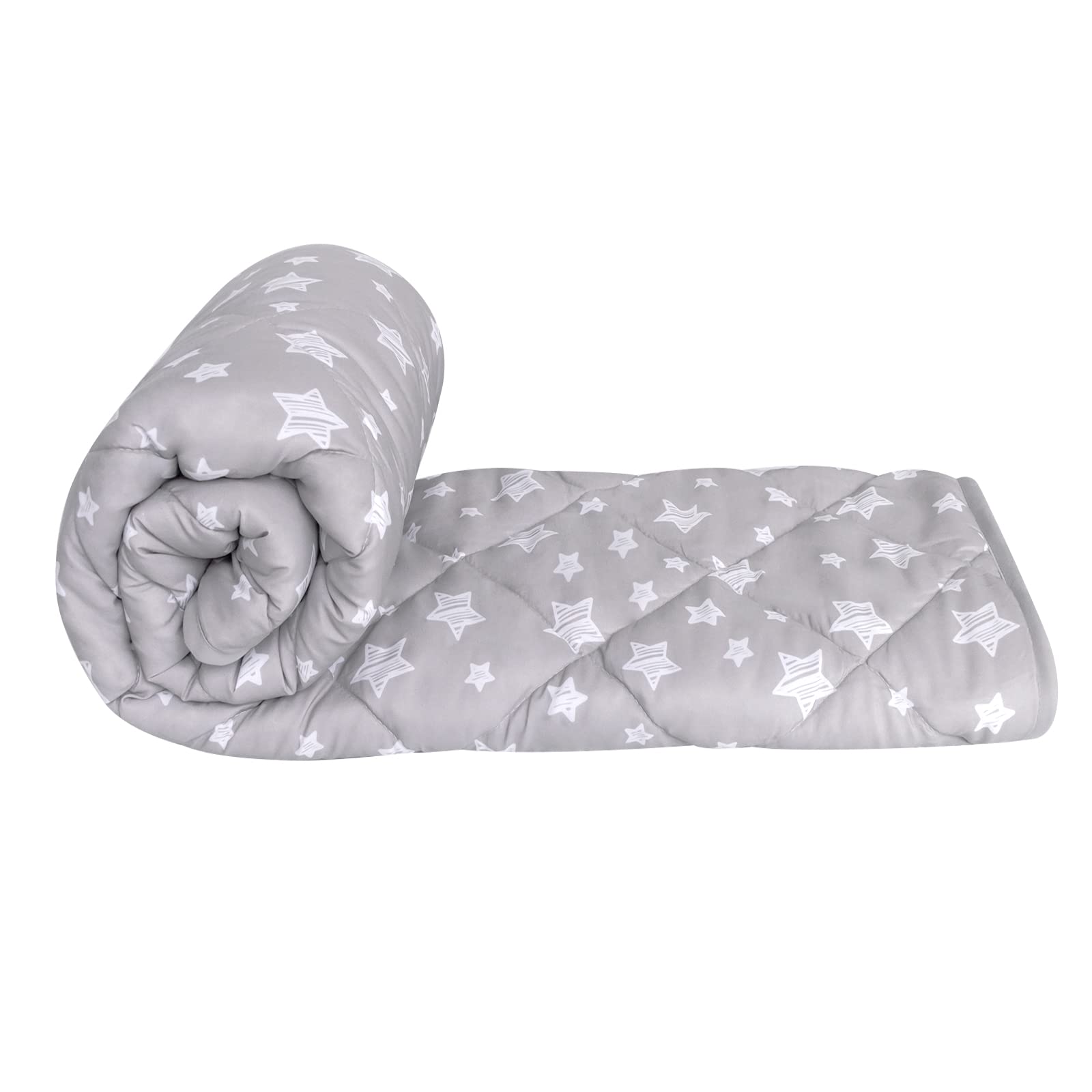 Moonsea baby blanket grey star closeup reveals soft microfiber touch for cozy naps.