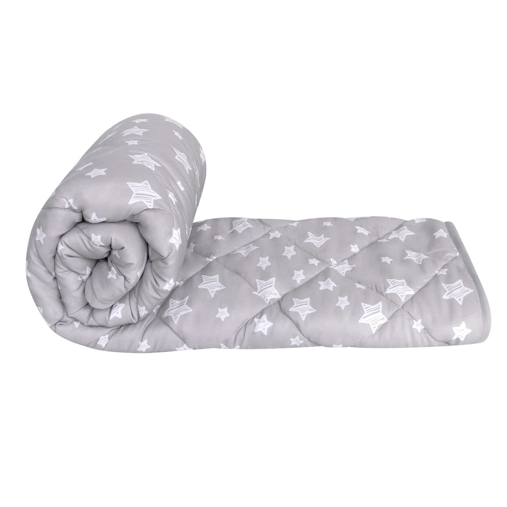 Moonsea baby blanket grey star closeup reveals soft microfiber touch for cozy naps.