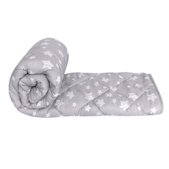 Moonsea baby blanket grey star closeup reveals soft microfiber touch for cozy naps.