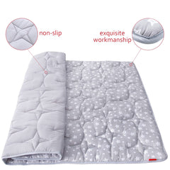 Moonsea extra-large play mat provides generous surface for crawling and family play.
