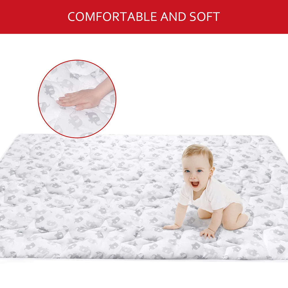 Moonsea baby play mat features non-slip back for secure play surface.
