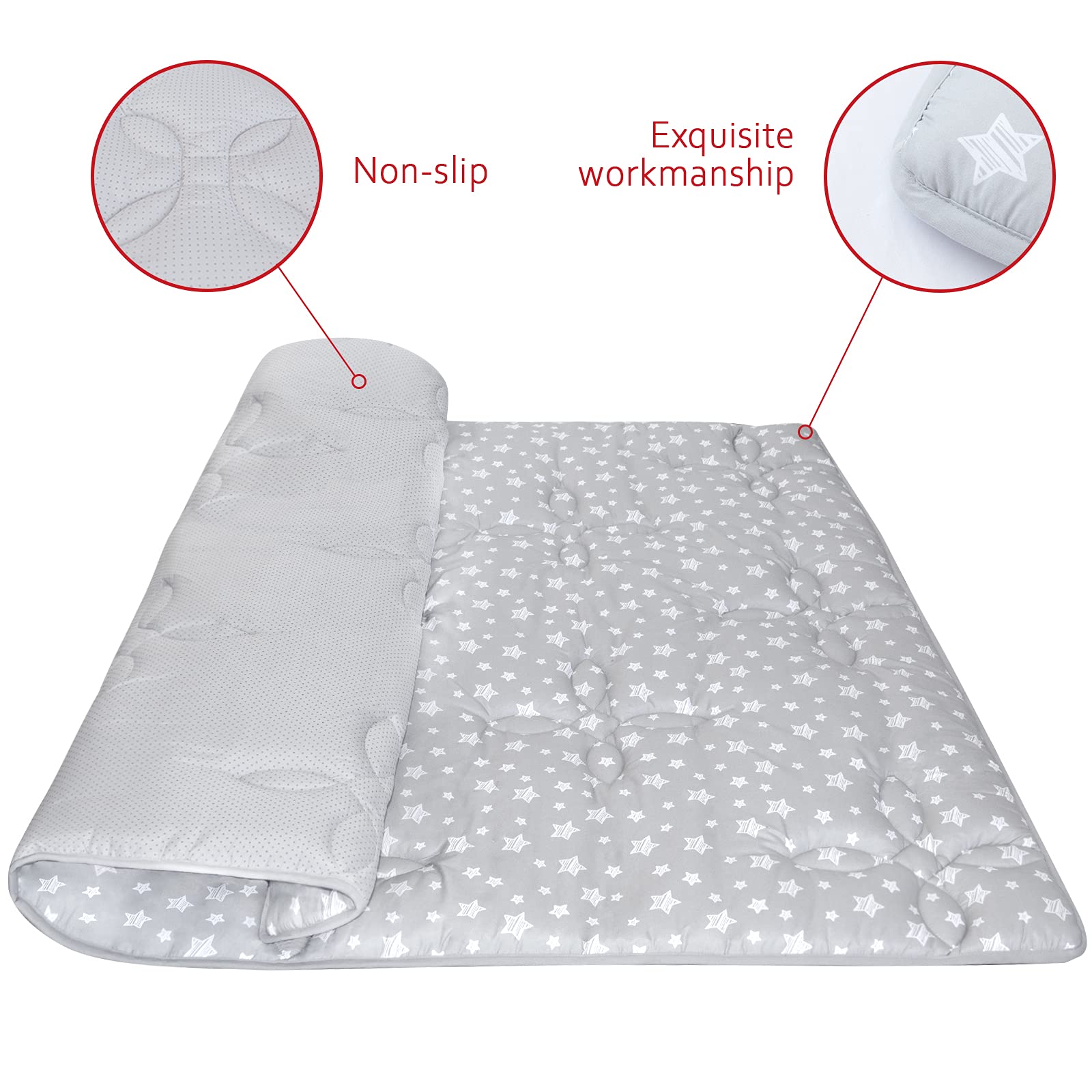 Moonsea play mat back is non-slip for safe, stable crawling on any floor