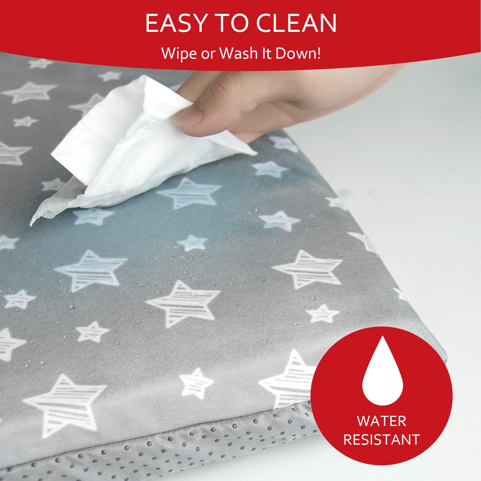 Moonsea 50x50 cover fits securely and cleans quickly with a damp cloth.