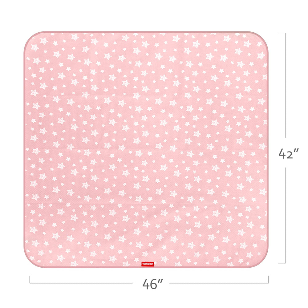 Moonsea Baby Splat Mat 46x42 inches provides mealtime floor protection.
