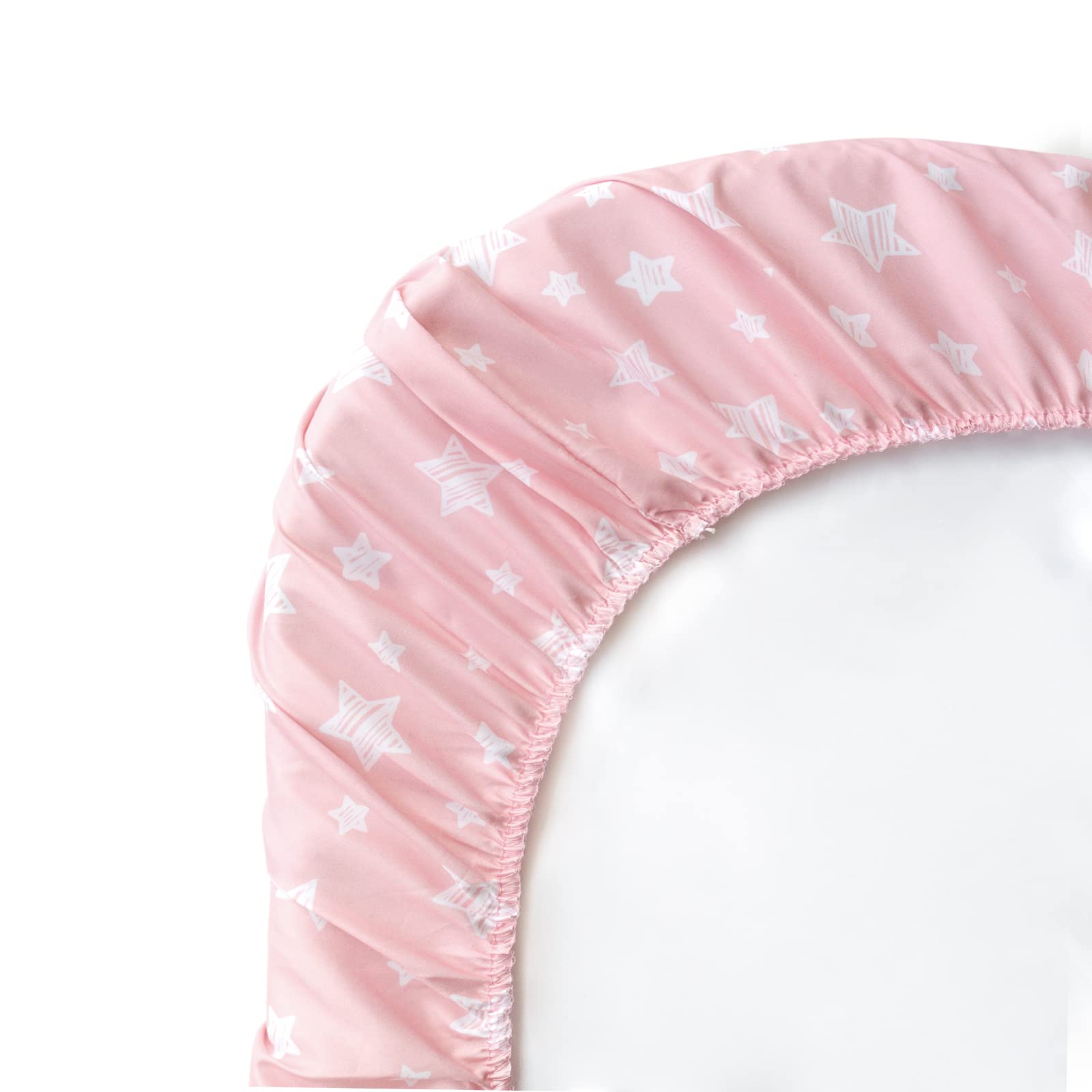 Moonsea bassinet sheet fits rectangle, oval, and hourglass shapes with a flexible design.