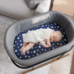 Moonsea bassinet sheets 4-pack navy elastic-band ensures snug fit