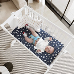 Moonsea bassinet sheets 4-pack navy rectangular-fit; versatile compatibility
