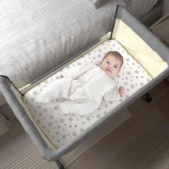 Moonsea bassinet sheets gray breathable microfiber for cool, restful sleep.