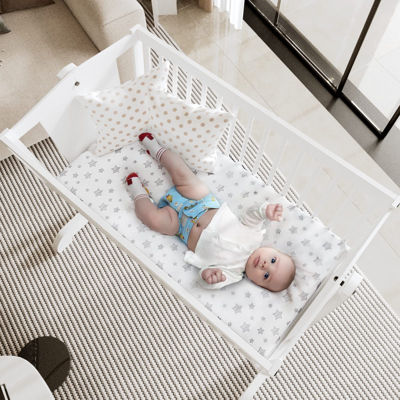 Moonsea bassinet-sheets-hourglass-fit-pink secure hourglass mattress with breathable comfort