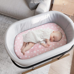 Moonsea bassinet-sheets-rectangle-fit-pink versatile rectangle bassinet sheet for easy changes