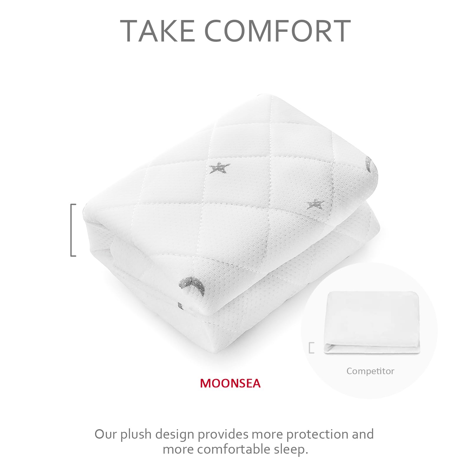 Moonsea breathable 3D mesh cover promotes airflow for baby comfort.