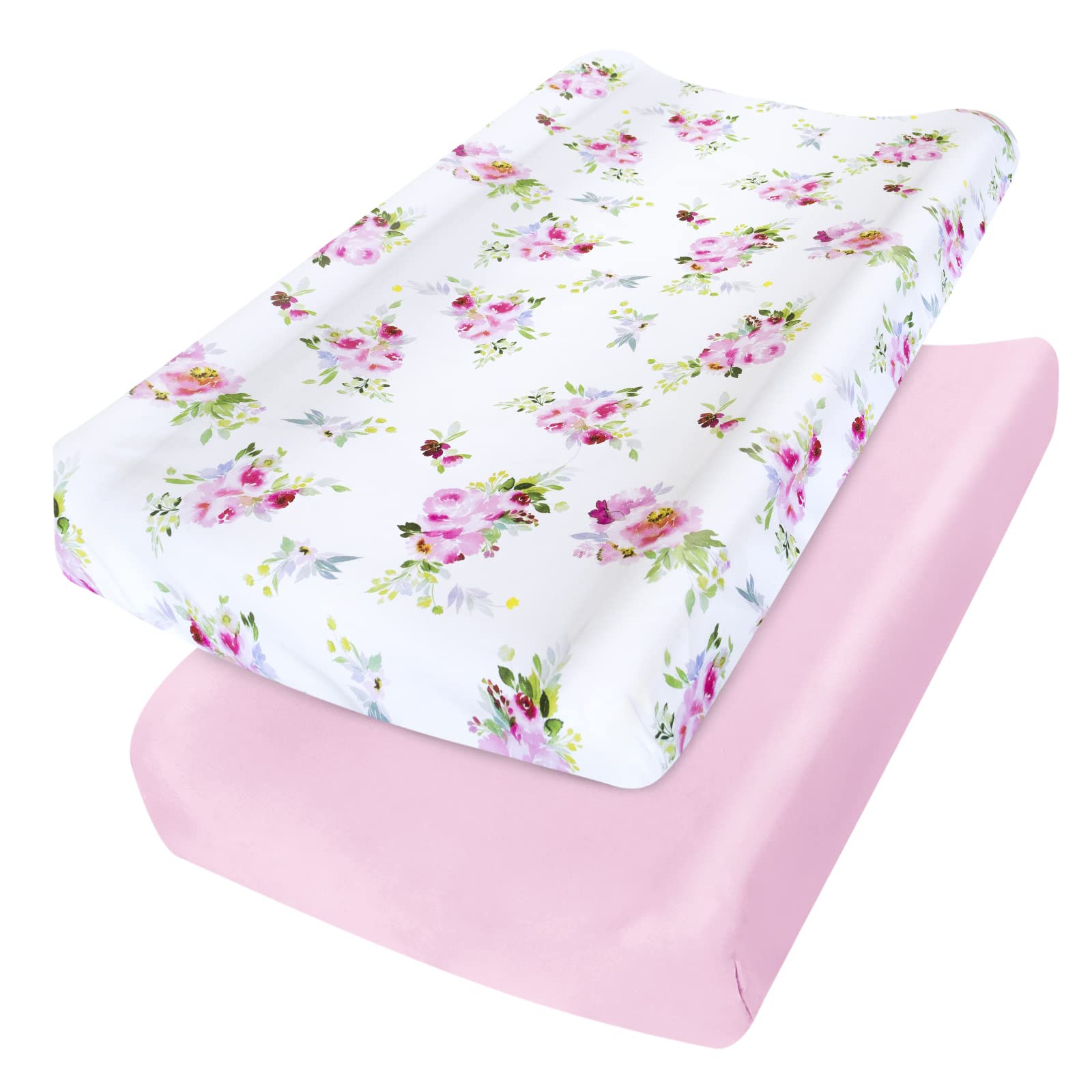 Moonsea changing pad cover floral pattern closeup shows soft microfiber for baby's nursery.