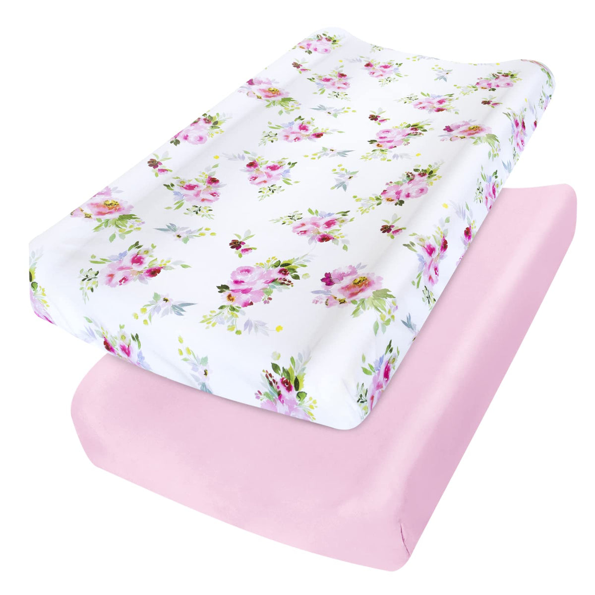 Moonsea changing pad cover floral pattern closeup shows soft microfiber for baby's nursery.