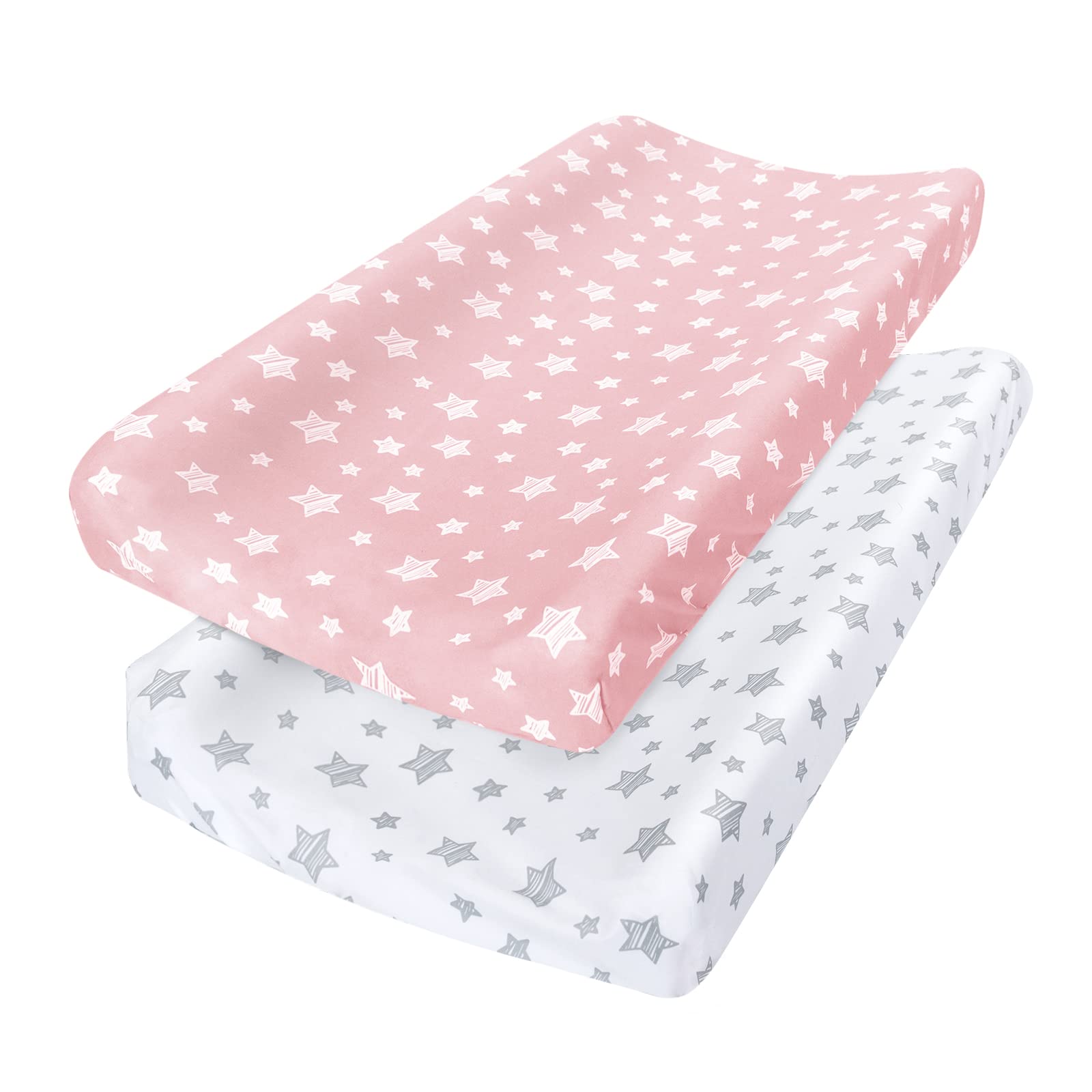 Moonsea changing pad cover pink-white pattern closeup, soft microfiber for gentle diaper changes