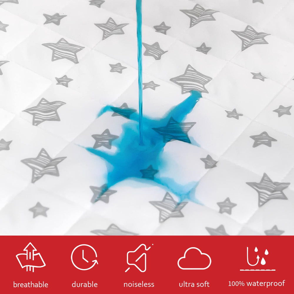 Moonsea crib mattress protector four-layer design reduces crinkling for quiet nights.