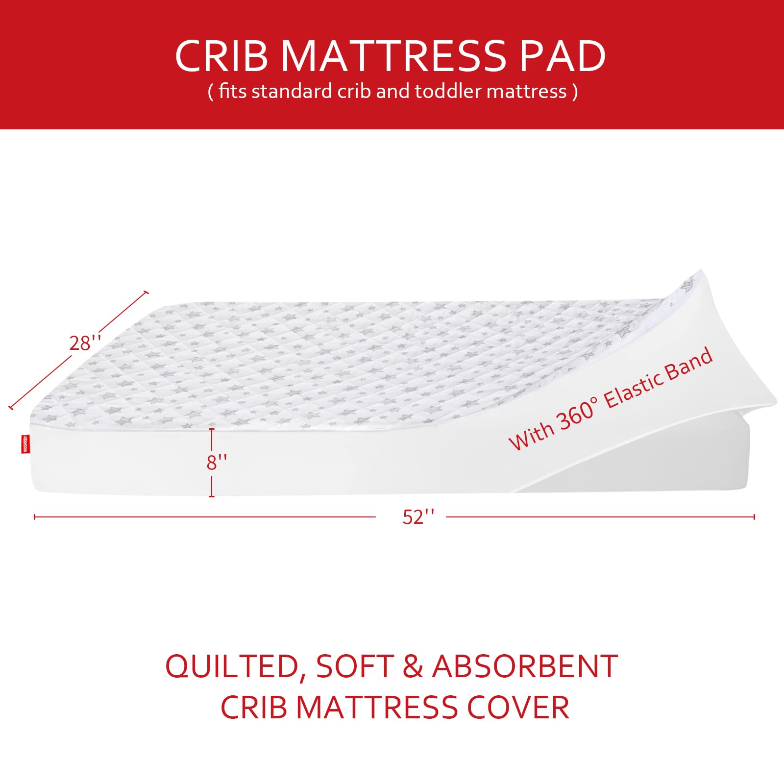 Moonsea crib mattress protector waterproof TPU back layer blocks moisture from bed-wetting.