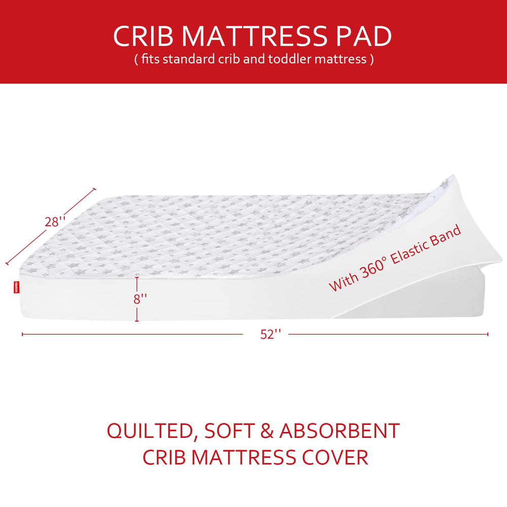 Moonsea crib mattress protector waterproof TPU back layer blocks moisture from bed-wetting.