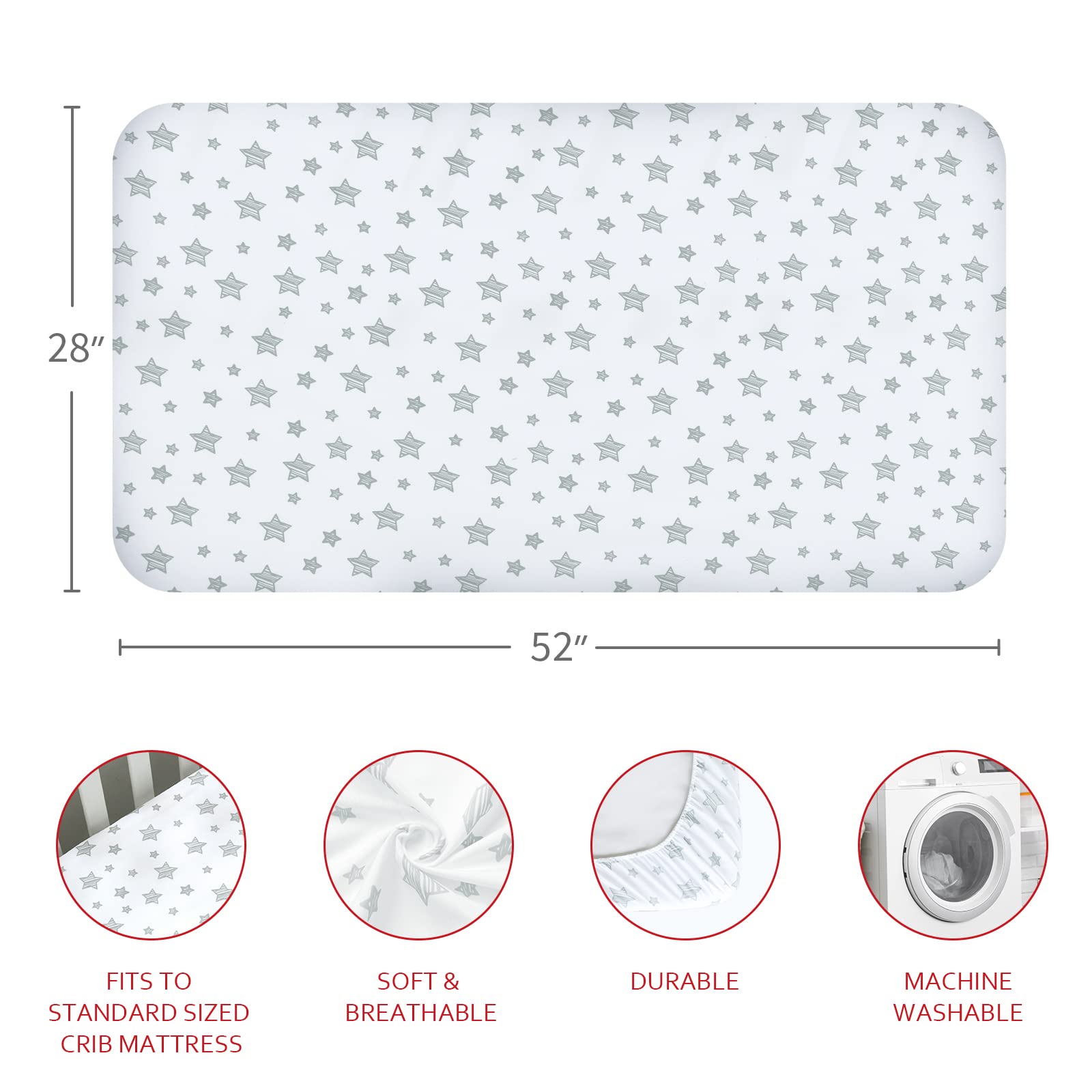 Moonsea crib sheet care: fade-resistant, quick-drying fabrics suitable for machine wash.