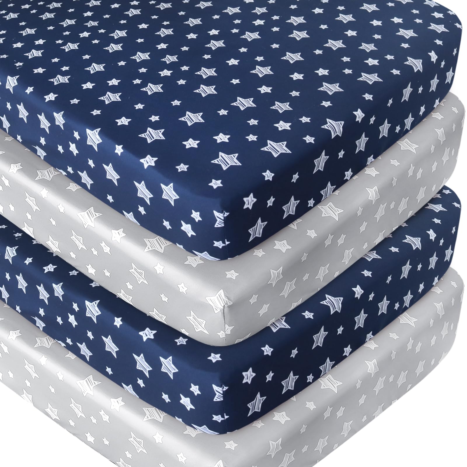 Moonsea crib sheets 4 pack fabric close-up shows soft, breathable microfiber for baby's comfort