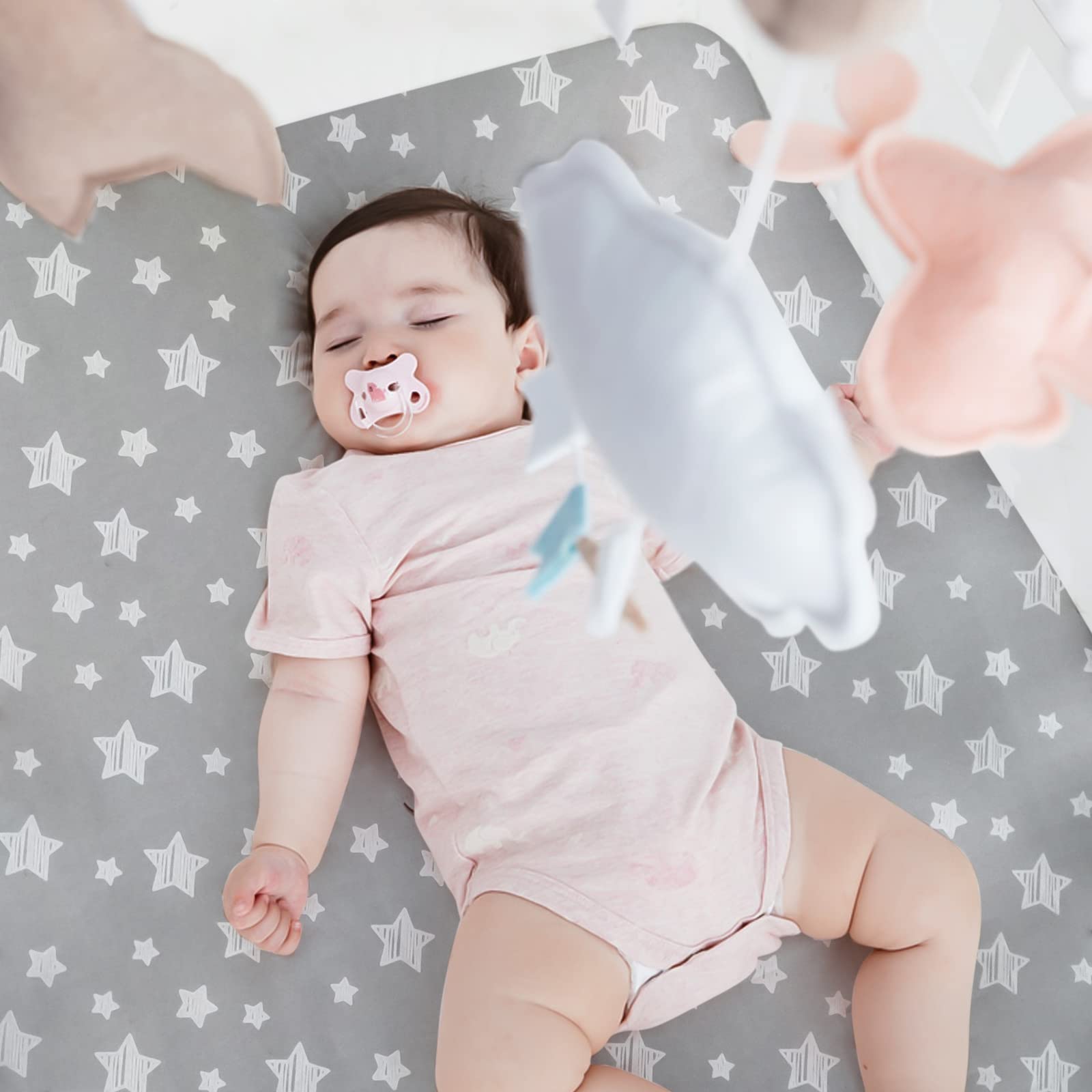Moonsea crib sheets 4 pack snug fit on standard crib with elastic edge