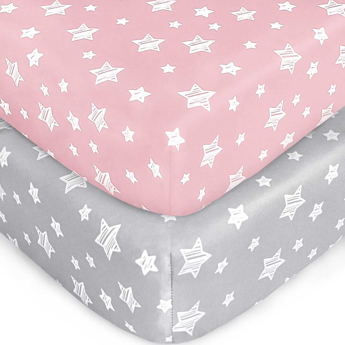 Moonsea crib sheets girls 2-pack folded for quick nursery setup.
