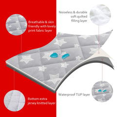 Moonsea 52x28 deep-pocket fit secures standard crib mattresses.